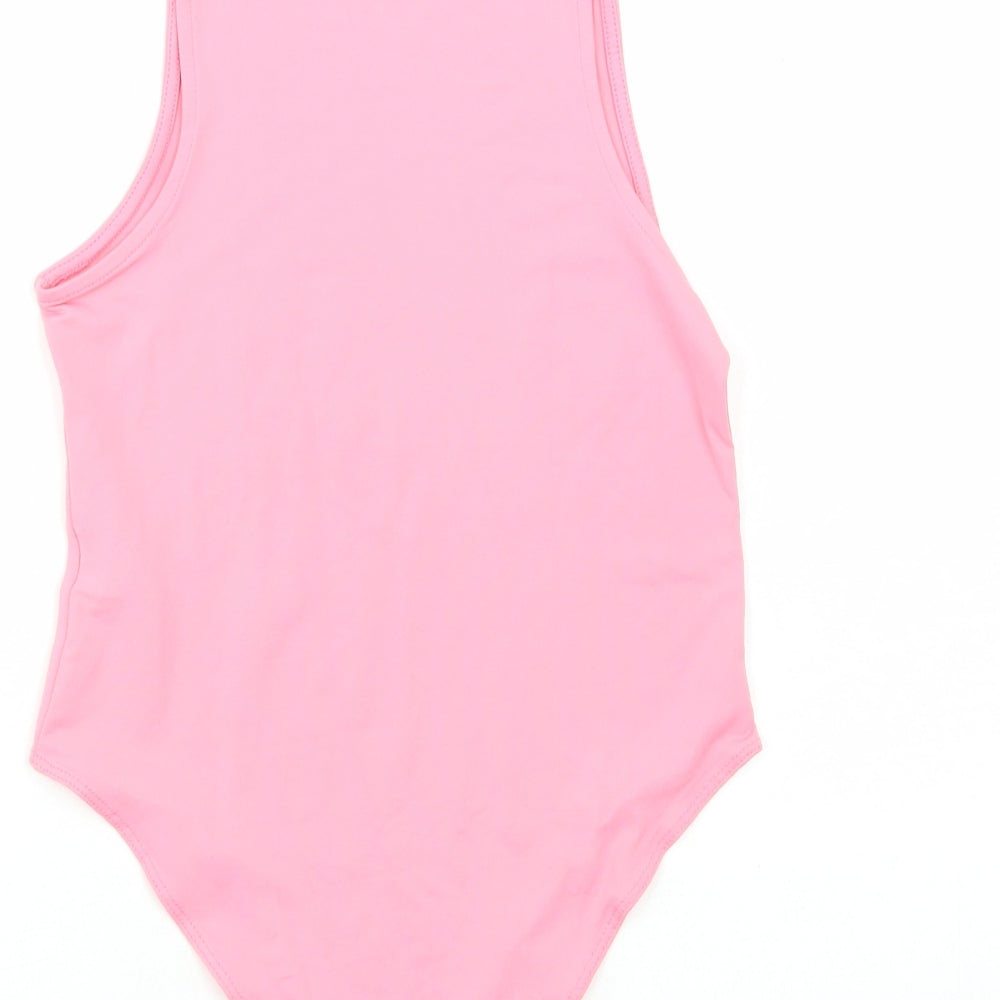 Primark Womens Pink Polyamide Bodysuit One-Piece Size XS Snap