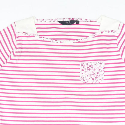 Womens UK Size 14 Isle Pink Basic T-Shirt