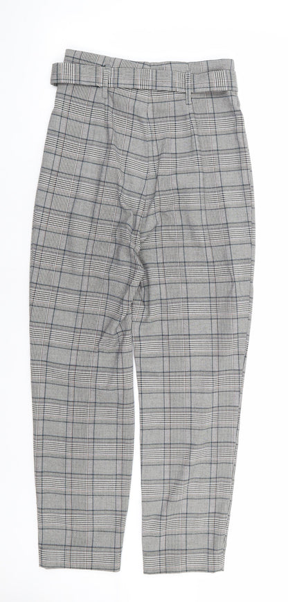F&F Womens Grey Plaid Polyester Trousers Size 6 L27 in Regular Zip