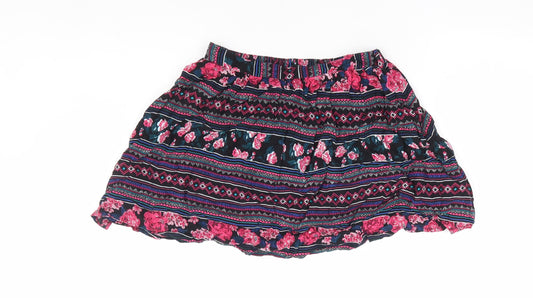 New Look Womens Multicoloured Geometric Viscose Flare Skirt Size 8