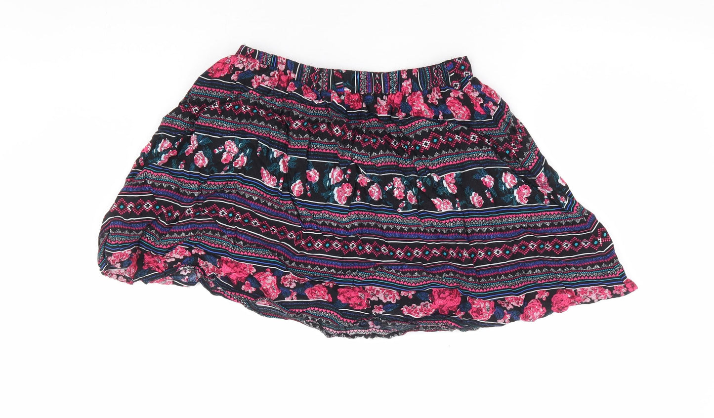 New Look Womens Multicoloured Geometric Viscose Flare Skirt Size 8