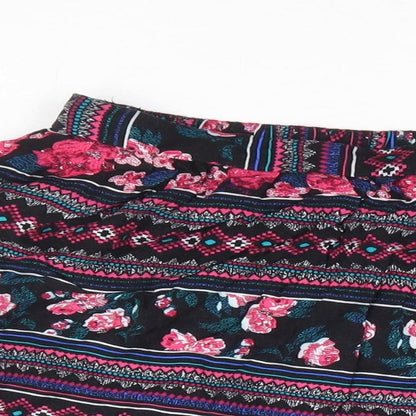 New Look Womens Multicoloured Geometric Viscose Flare Skirt Size 8