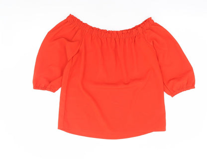 Womens UK Size S Preworn Orange Basic Blouse