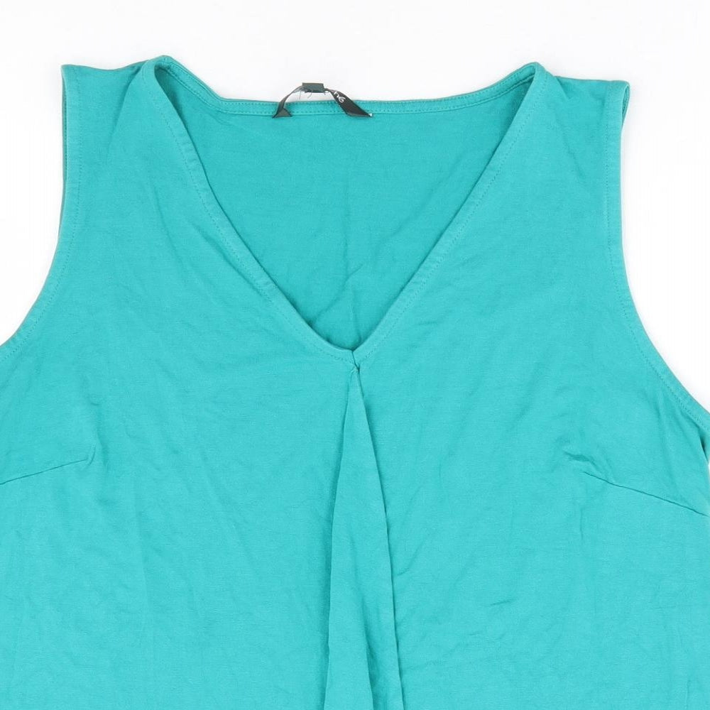 Womens UK Size 14 Bonmarché Green Basic Tank