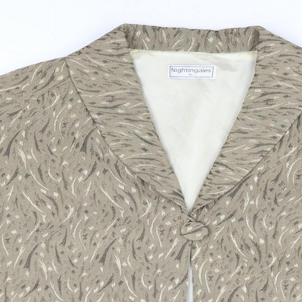 Nightengales Womens Gold Geometric Jacket Size 16 Button