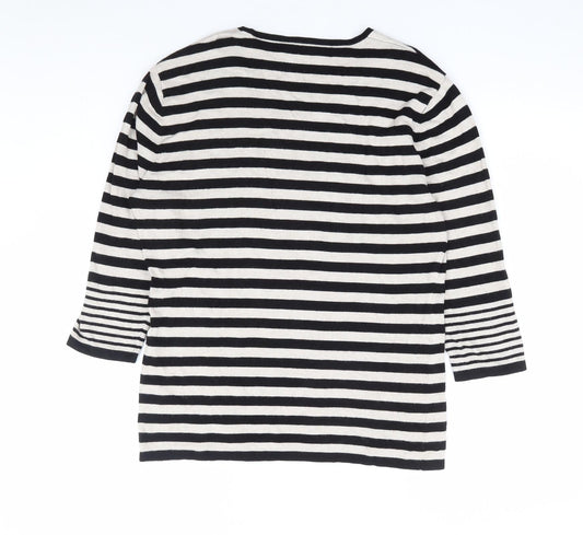 Gerry Weber Womens Black Round Neck Striped Polyester Pullover Jumper Size S