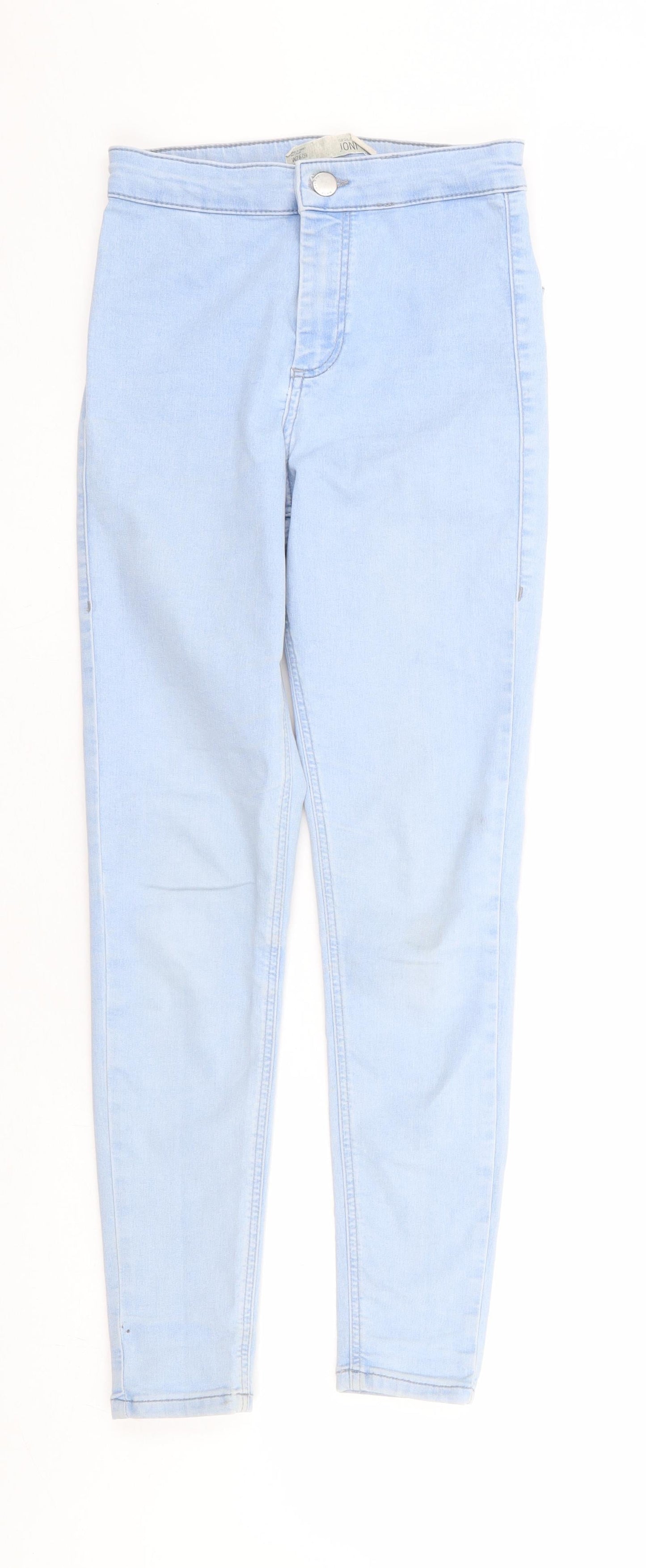 Topshop Womens Blue Cotton Skinny Jeans Size 26 in L25 in Regular Zip - Ankle Grazer