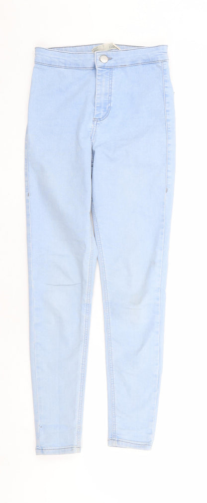 Topshop Womens Blue Cotton Skinny Jeans Size 26 in L25 in Regular Zip - Ankle Grazer