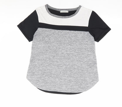 Oasis Womens Grey Polyester Basic T-Shirt Size M Round Neck - Colourblock