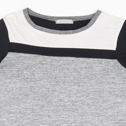Oasis Womens Grey Polyester Basic T-Shirt Size M Round Neck - Colourblock