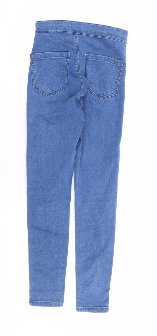 Topshop Womens Blue Cotton Skinny Jeans Size 24 in L25 in Regular Zip