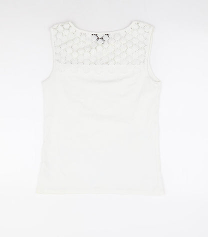 Great Plains Womens White Cotton Basic Tank Size S Round Neck