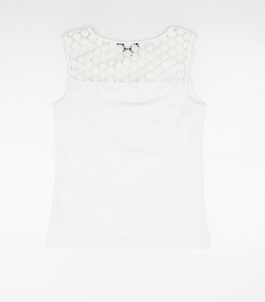 Great Plains Womens White Cotton Basic Tank Size S Round Neck