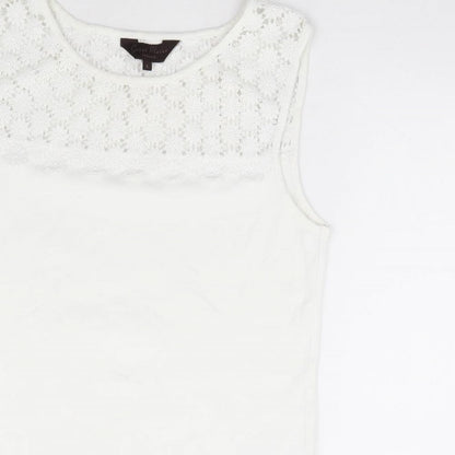 Great Plains Womens White Cotton Basic Tank Size S Round Neck