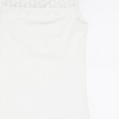 Great Plains Womens White Cotton Basic Tank Size S Round Neck