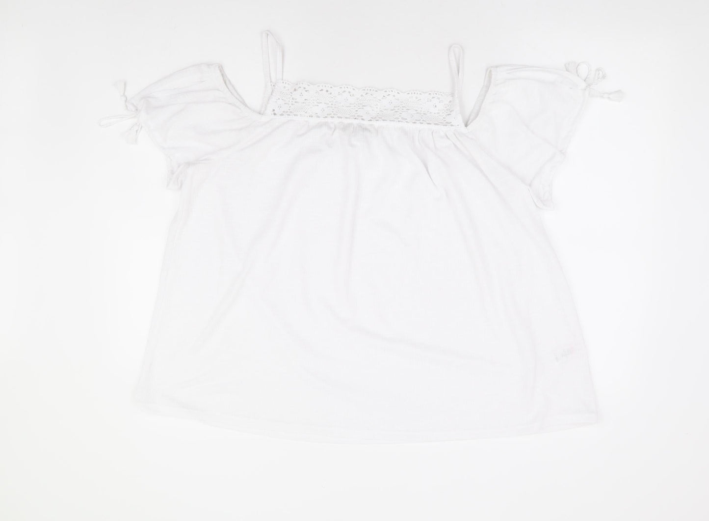 George Womens White Polyester Basic Blouse Size 16 Square Neck - Cold Shoulder Detail