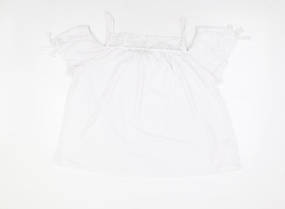 George Womens White Polyester Basic Blouse Size 16 Square Neck - Cold Shoulder Detail