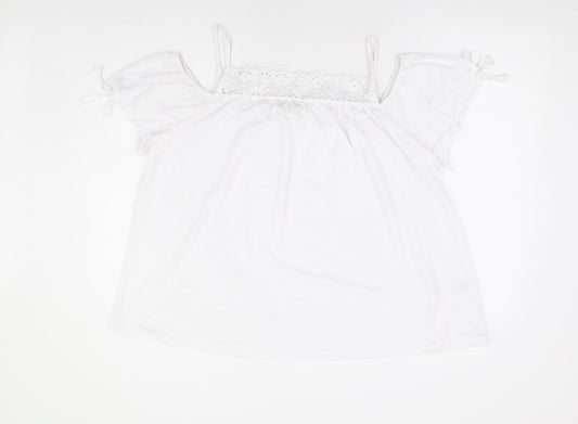 George Womens White Polyester Basic Blouse Size 16 Square Neck - Cold Shoulder Detail