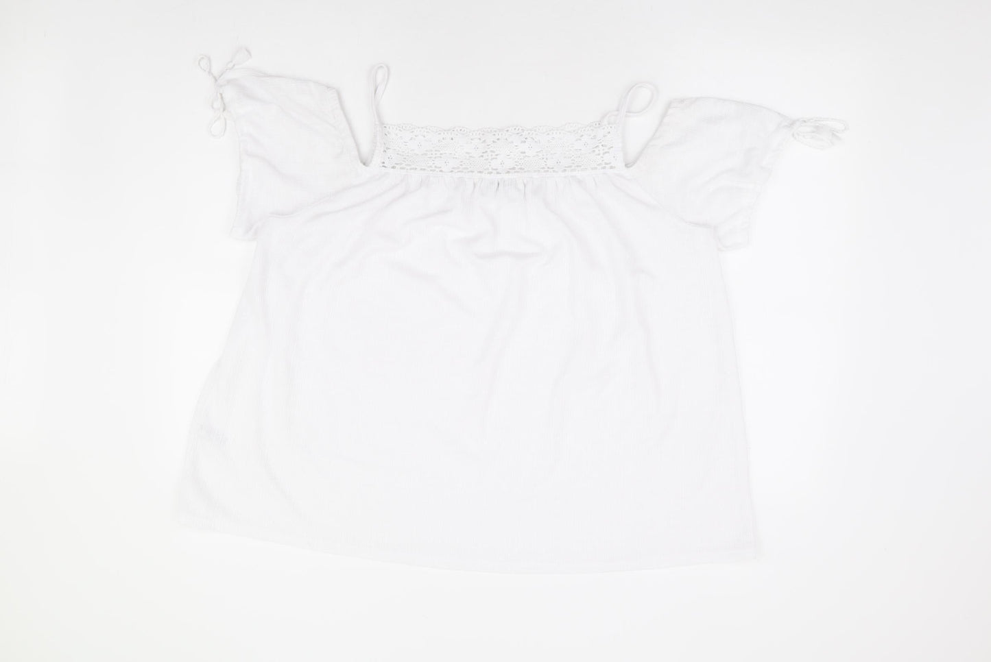 George Womens White Polyester Basic Blouse Size 16 Square Neck - Cold Shoulder Detail