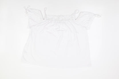 George Womens White Polyester Basic Blouse Size 16 Square Neck - Cold Shoulder Detail