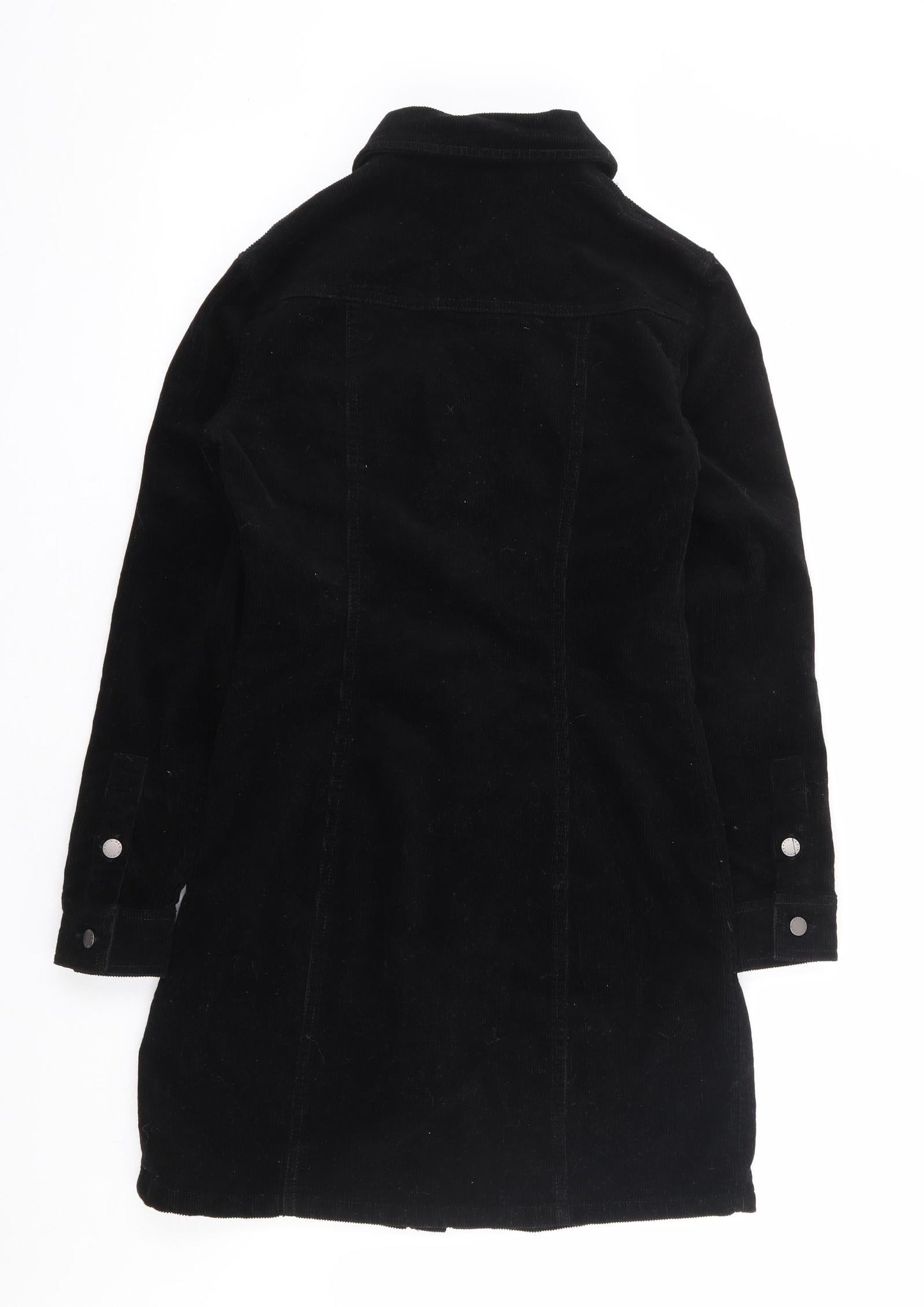 New Look Womens Black Cotton Shirt Dress Size 6 Collared Button