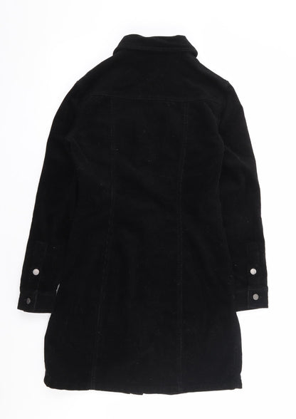 New Look Womens Black Cotton Shirt Dress Size 6 Collared Button