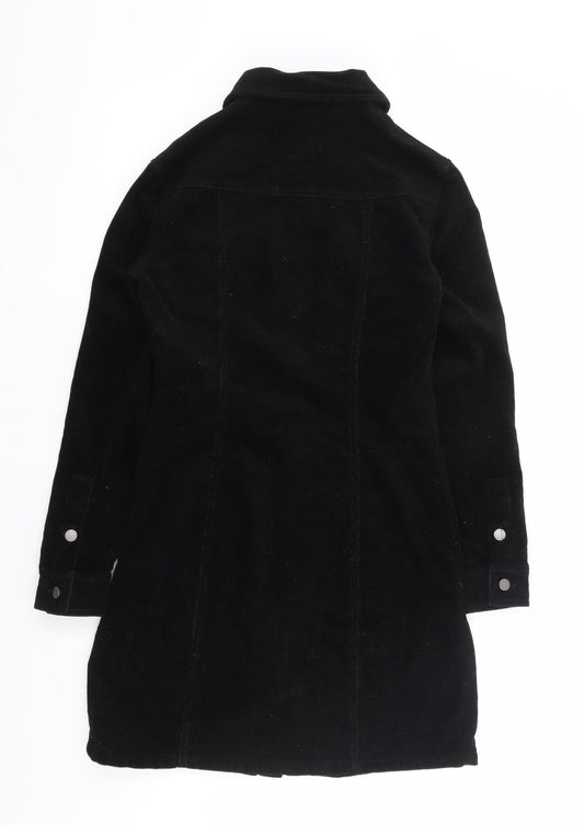 New Look Womens Black Cotton Shirt Dress Size 6 Collared Button