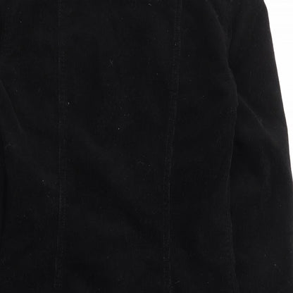 New Look Womens Black Cotton Shirt Dress Size 6 Collared Button