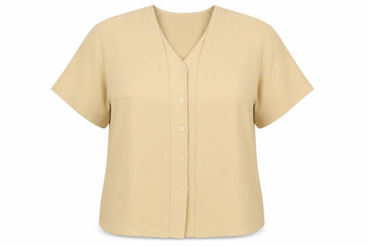 Profiles Womens Beige Polyester Basic Blouse Size 20 V-Neck