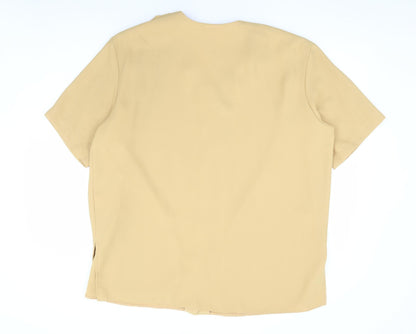 Profiles Womens Beige Polyester Basic Blouse Size 20 V-Neck