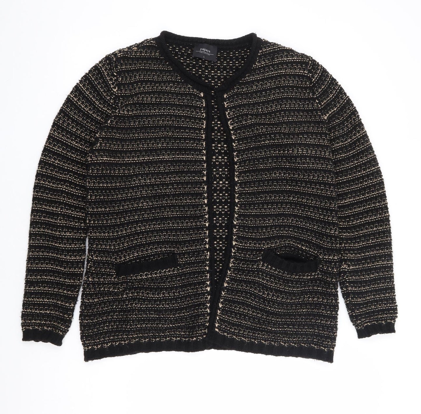 Womens UK Size L Papaya Black Cardigan Jumper