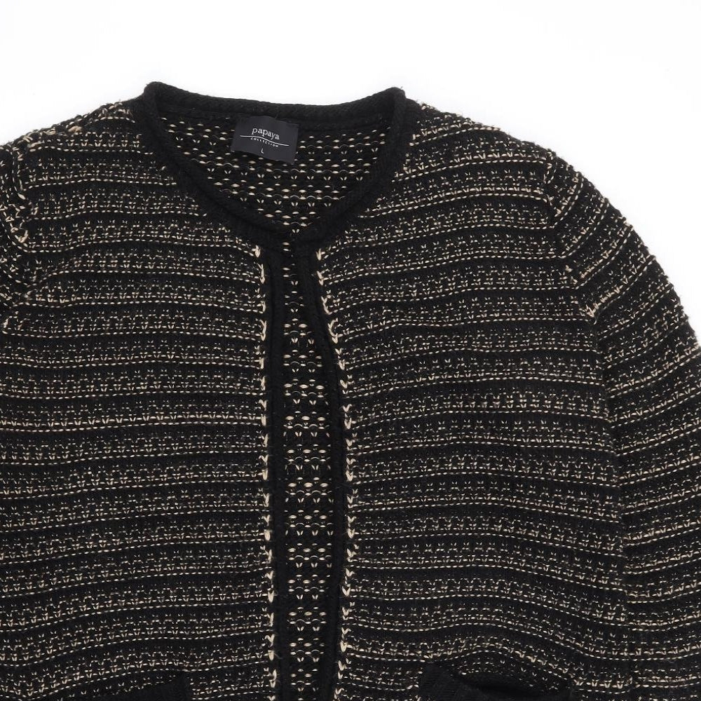 Womens UK Size L Papaya Black Cardigan Jumper