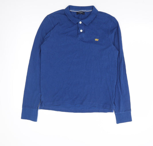 Industrialise Mens Blue Cotton Polo Size S Collared Button