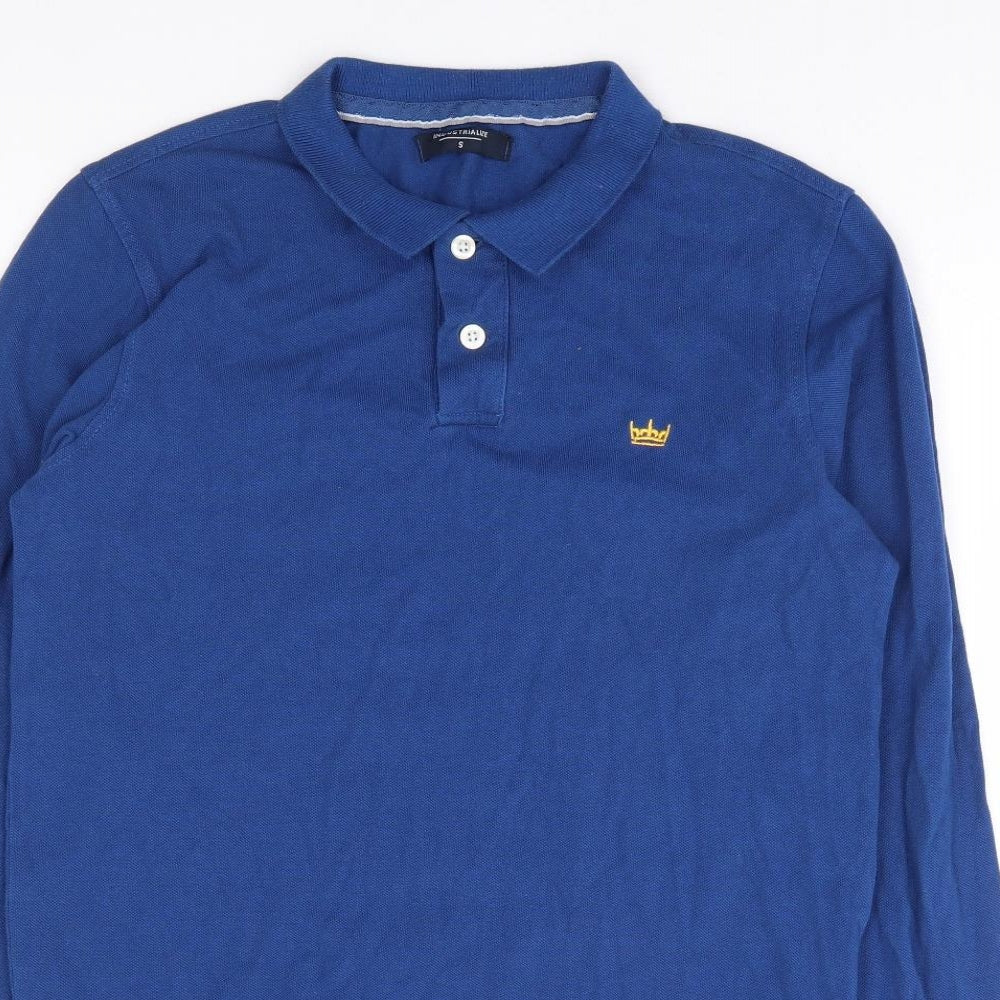 Industrialise Mens Blue Cotton Polo Size S Collared Button