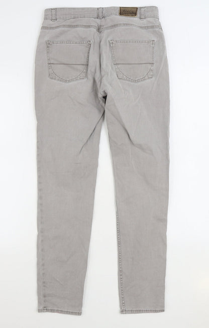 Bianco Mens Grey Cotton Straight Jeans Size 30 in L30 in Regular Zip