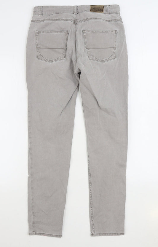 Bianco Mens Grey Cotton Straight Jeans Size 30 in L30 in Regular Zip