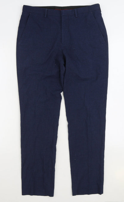Burton Mens Blue Polyester Trousers Size 32 in L30 in Regular Zip