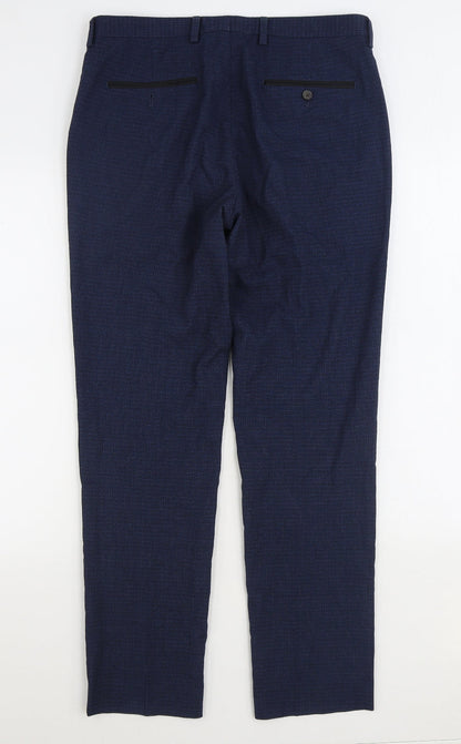 Burton Mens Blue Polyester Trousers Size 32 in L30 in Regular Zip