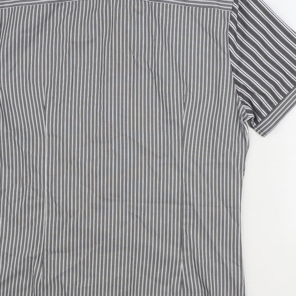 River Island Mens Black Striped Cotton Button-Up Size S Collared Button