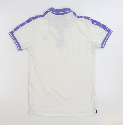 Twisted Soul Mens White 100% Cotton Polo Size S Collared Button