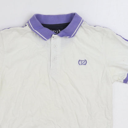 Twisted Soul Mens White 100% Cotton Polo Size S Collared Button