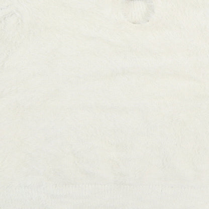 NEXT Girls White Mock Neck Nylon Pullover Jumper Size 10 Years Button