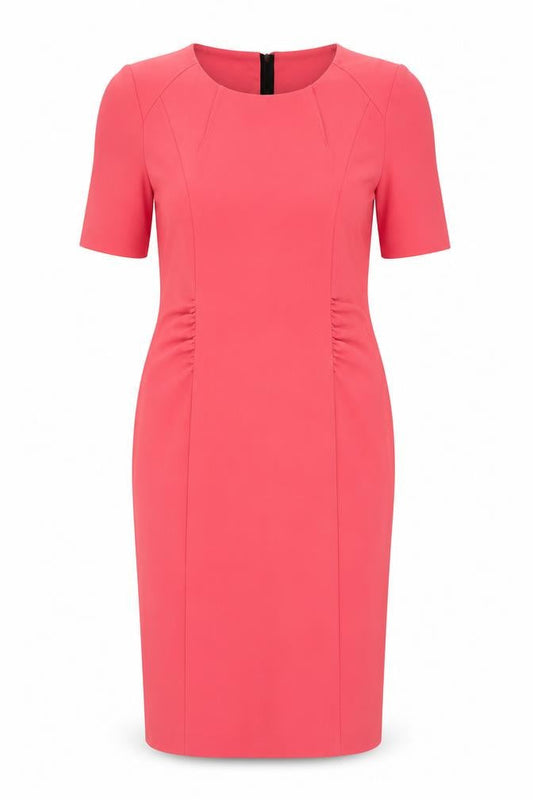 APANAGE Womens Pink Polyester Pencil Dress Size 14 Round Neck Zip