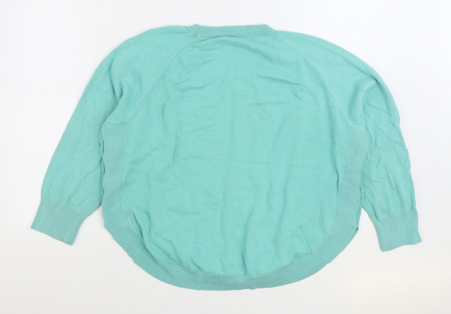 Damart Womens Blue Round Neck 100% Cotton Pullover Jumper Size 18