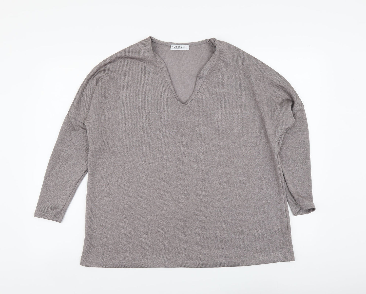 Womens UK Size S Gallery Grey Basic T-Shirt