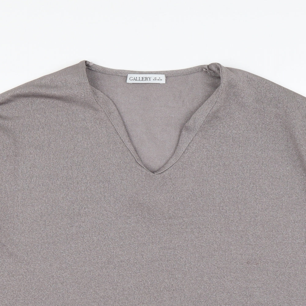 Womens UK Size S Gallery Grey Basic T-Shirt