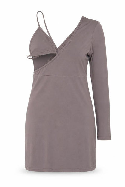 SheIn Womens Grey Polyester Bodycon Size S V-Neck Pullover