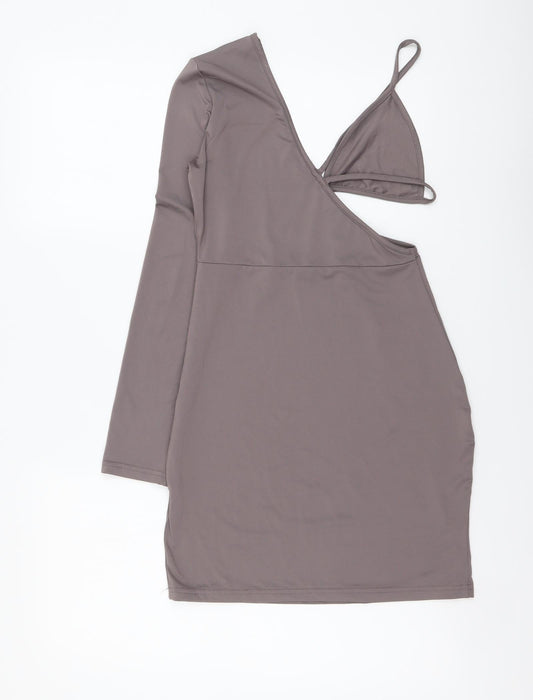 SheIn Womens Grey Polyester Bodycon Size S V-Neck Pullover