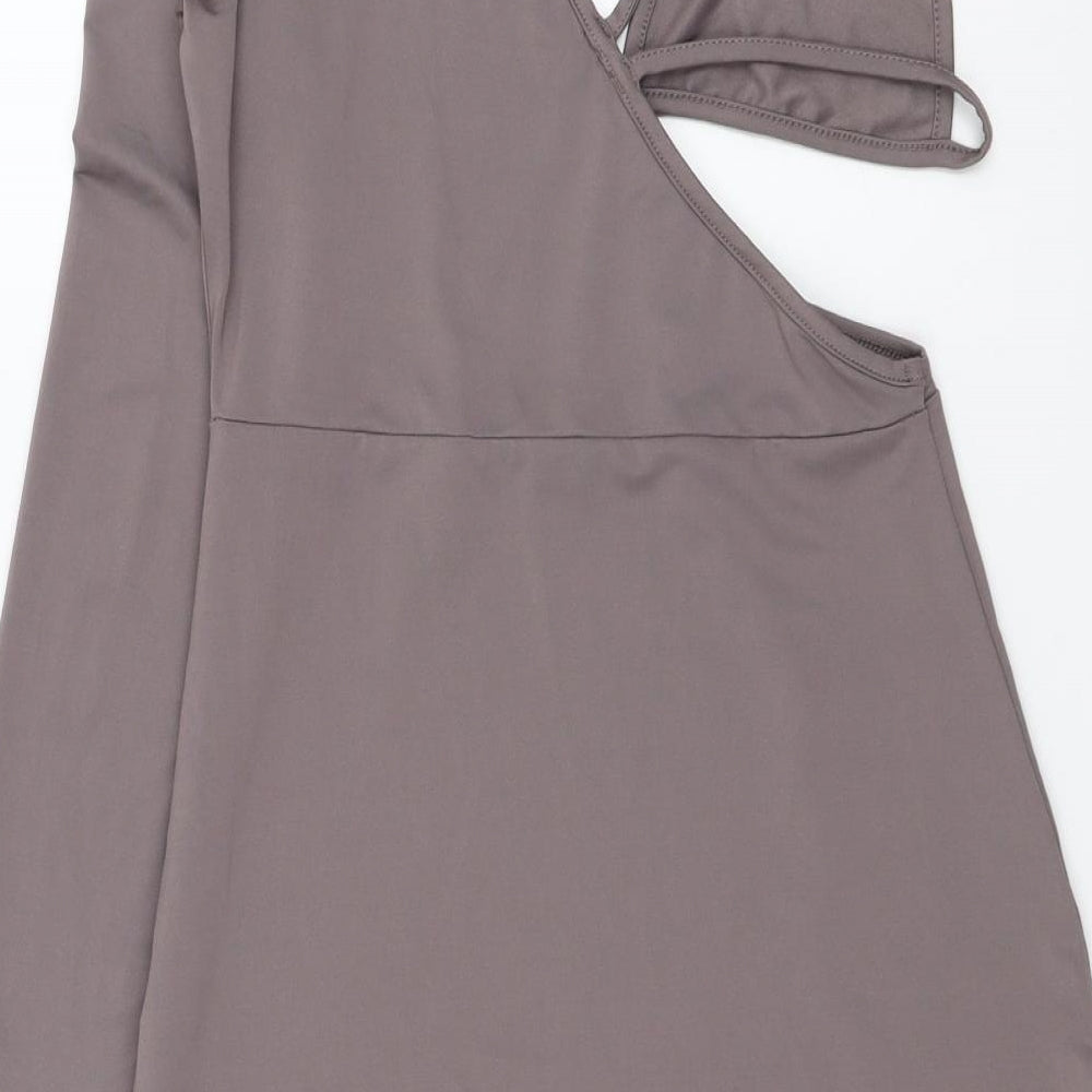 SheIn Womens Grey Polyester Bodycon Size S V-Neck Pullover