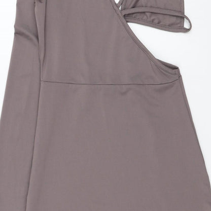 SheIn Womens Grey Polyester Bodycon Size S V-Neck Pullover